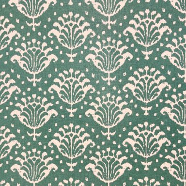 Étnico Fondo con patrón de flores blancas sobre fondo verde.