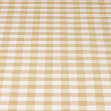 Vichi mediano beige Patrón de cuadros en tonos amarillos y blancos sobre fondo claro.